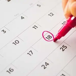 Kalender mit markierten Datum (18.)